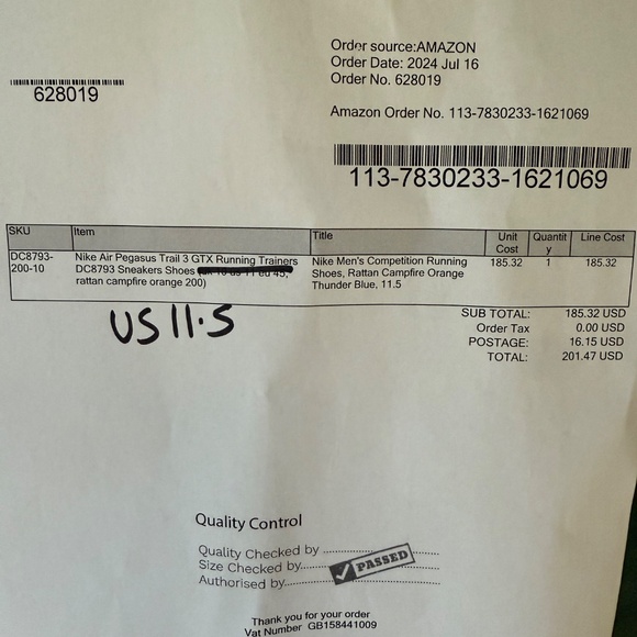 NEW NIKE RUNNING SHOE PEGASUS TRAIL 3 GORE-TEX RATTAN/ORANGE/THUNDER BLUE - Picture 4 of 7